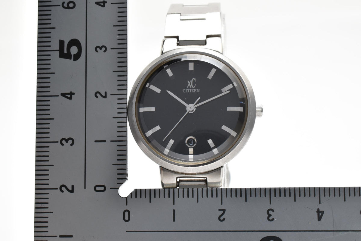 CITIZEN シチズン xC クロスシー 4613-H07910 メンズ クォーツ 腕時計 ブラック文字盤 2針 ステンレス ブレスレット 26mm 1990年代 ヴィンテージ ドレスウォッチ