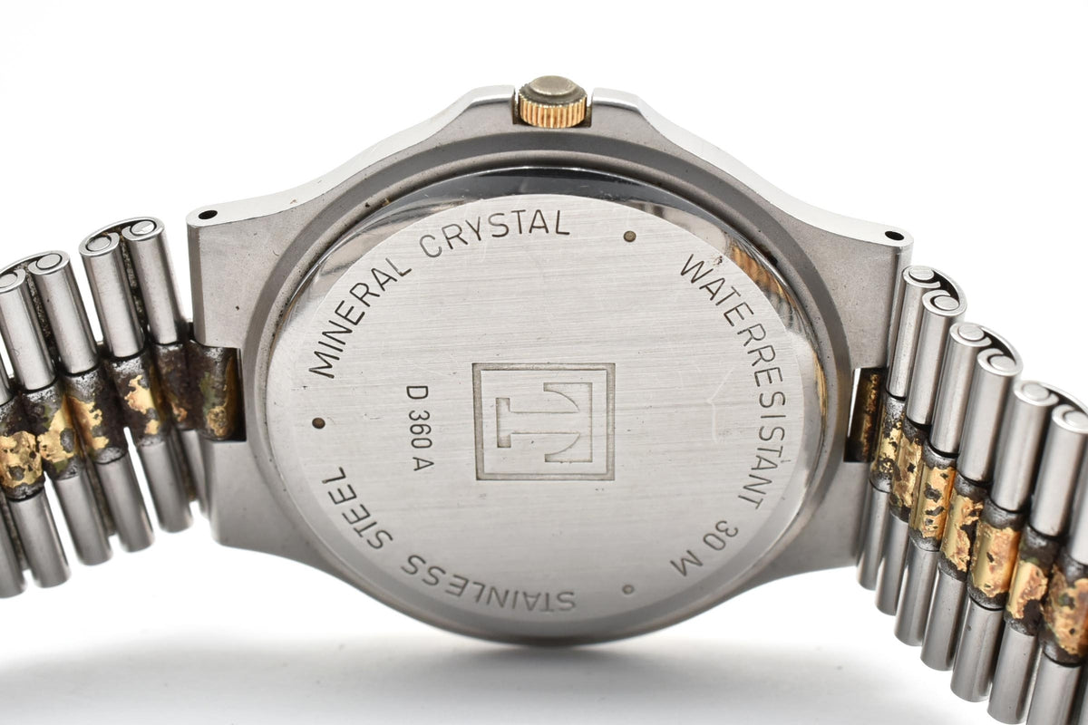 TISSOT ティソ Seastar シースター D360A メンズ クォーツ 腕時計 ゴールド文字盤 デイト ゴールド シルバー ツートーン ステンレス ブレスレット 32.6mm 1990年代 ヴィンテージ