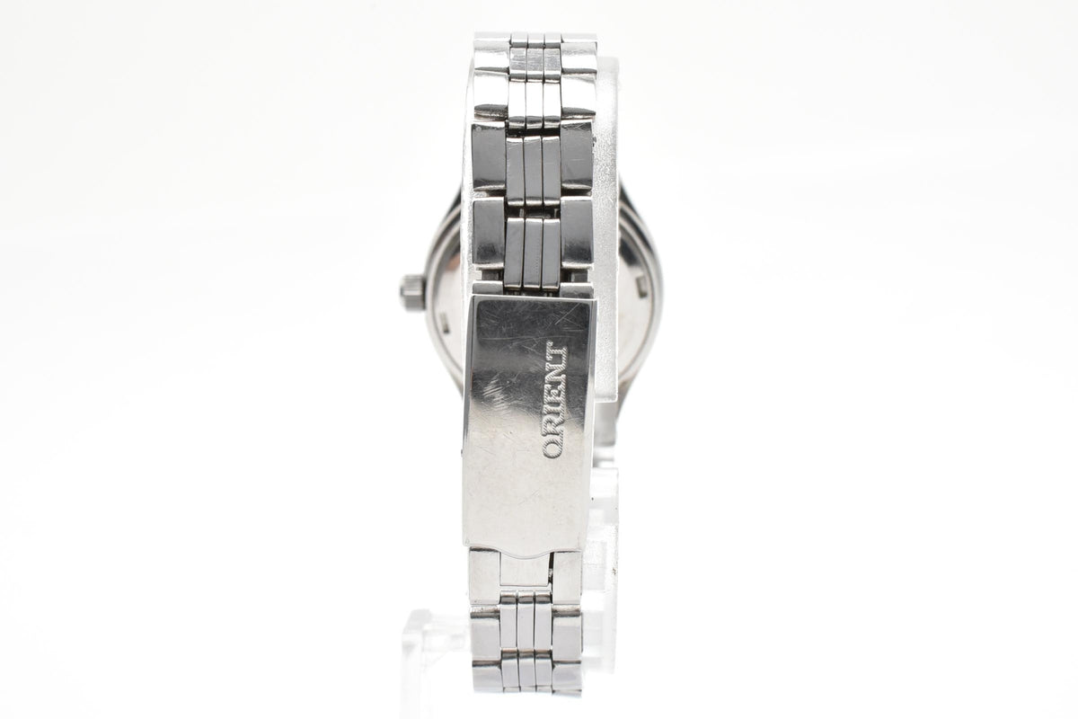 ORIENT オリエント Y497-32600 レディース 自動巻き 腕時計 ブルー文字盤 バーインデックス ステンレス ブレスレット クッションケース 23mm 1970年代 ヴィンテージ