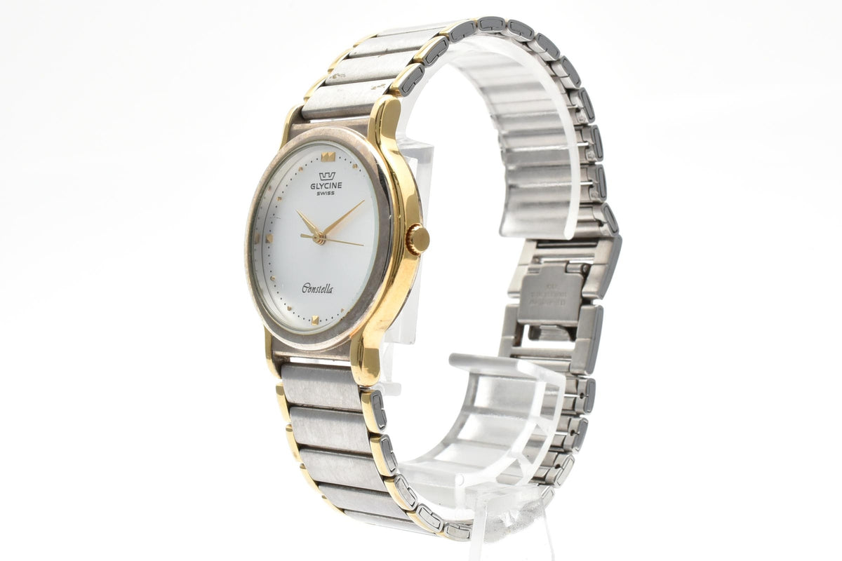 GLYCINE グリシン グライシン Bienne ビエンヌ Constellation 170790 メンズ クォーツ 腕時計 シルバー文字盤 2針 ステンレス コンビ ブレスレット 29.6mm 1990年代 ヴィンテージ