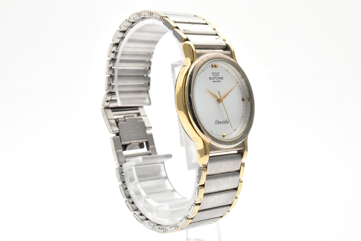 GLYCINE グリシン グライシン Bienne ビエンヌ Constellation 170790 メンズ クォーツ 腕時計 シルバー文字盤 2針 ステンレス コンビ ブレスレット 29.6mm 1990年代 ヴィンテージ