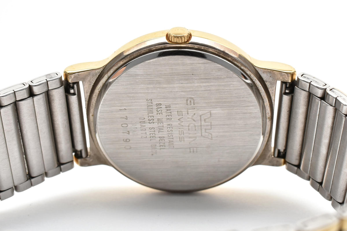 GLYCINE グリシン グライシン Bienne ビエンヌ Constellation 170790 メンズ クォーツ 腕時計 シルバー文字盤 2針 ステンレス コンビ ブレスレット 29.6mm 1990年代 ヴィンテージ