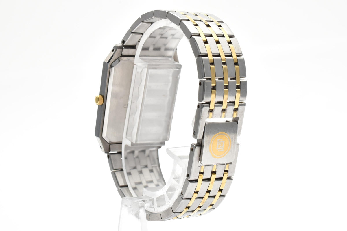 CITIZEN シチズン EXCEED エクシード 5777-F70264 メンズ クォーツ 腕時計 シルバー文字盤 デイト ローマ数字 長方形 ステンレス コンビ ブレスレット 26.5mm 1980年代 ヴィンテージ