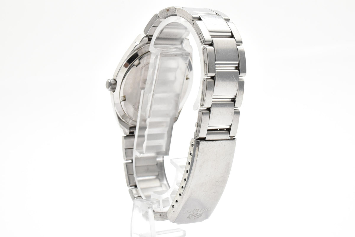 ORIENT オリエント Crystal クリスタル UN59-C1 メンズ クォーツ 腕時計 シルバー文字盤 デイト ゴールドインデックス ステンレス ブレスレット 35mm 1990年代 ヴィンテージ