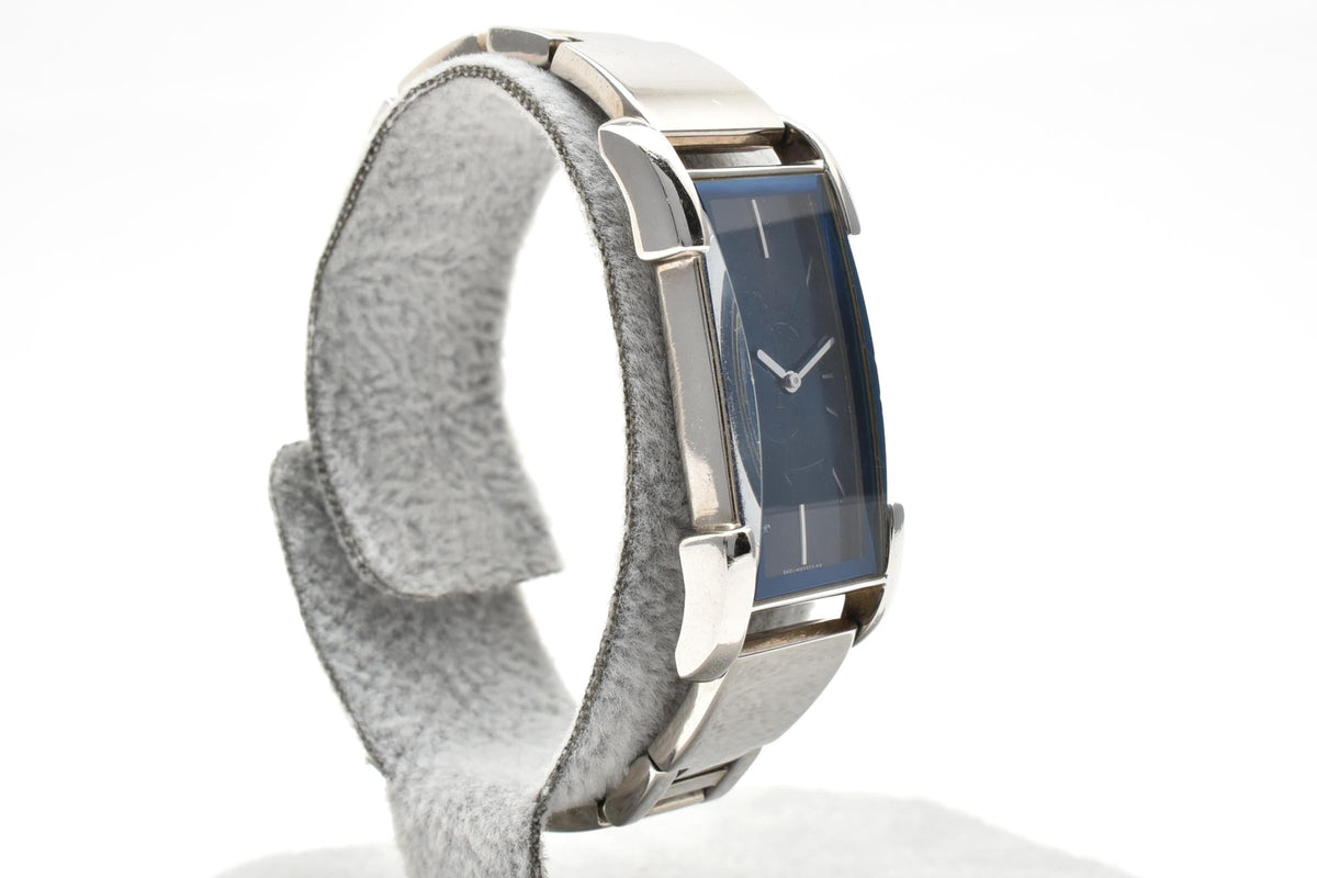 Yves Saint Laurent イヴサンローラン 90s vintage 5421-H16218 レディース クォーツ 腕時計 ブルー文字盤 2針 長方形 スクエア ステンレス ブレスレット 13.6mm 1990年代 ヴィンテージ