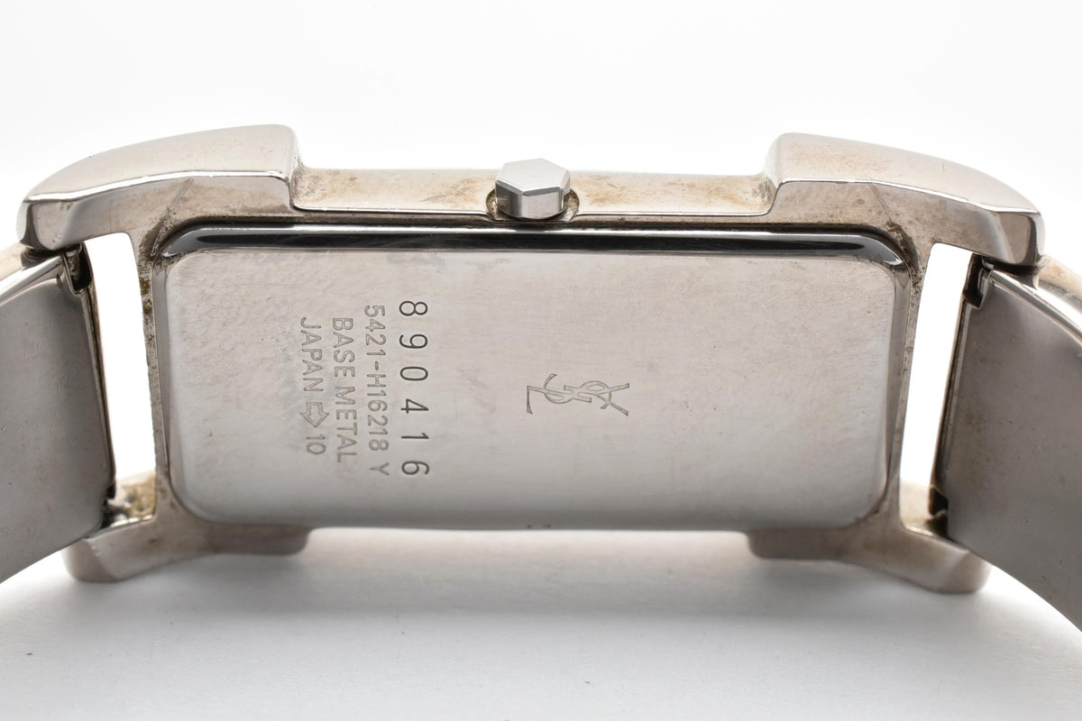 Yves Saint Laurent イヴサンローラン 90s vintage 5421-H16218 レディース クォーツ 腕時計 ブルー文字盤 2針 長方形 スクエア ステンレス ブレスレット 13.6mm 1990年代 ヴィンテージ