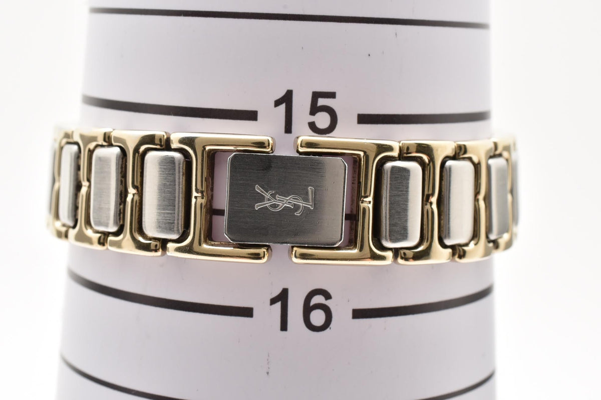 Yves Saint Laurent イヴサンローラン YSLロゴ 90s カサンドラ 2200-229789Y レディース クォーツ 腕時計 クリーム文字盤 2針 ステンレス コンビ ブレスレット 22.6mm 1990年代 ヴィンテージ