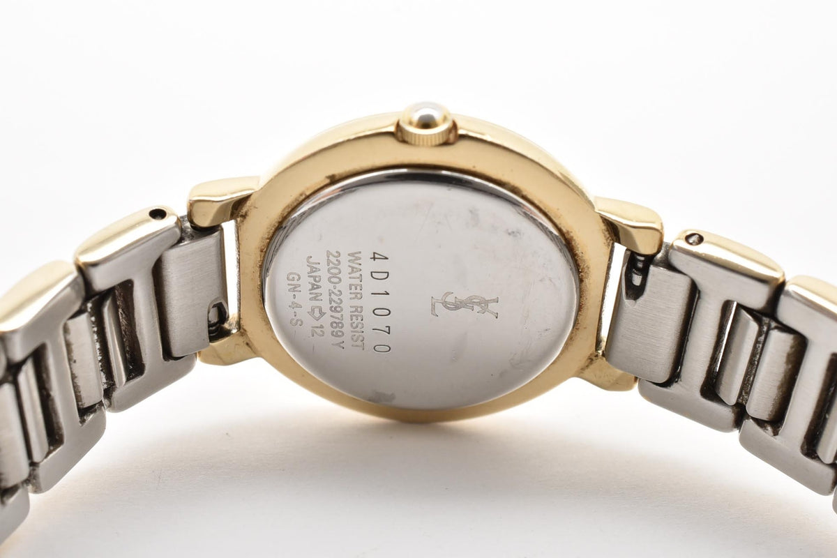 Yves Saint Laurent イヴサンローラン YSLロゴ 90s カサンドラ 2200-229789Y レディース クォーツ 腕時計 クリーム文字盤 2針 ステンレス コンビ ブレスレット 22.6mm 1990年代 ヴィンテージ