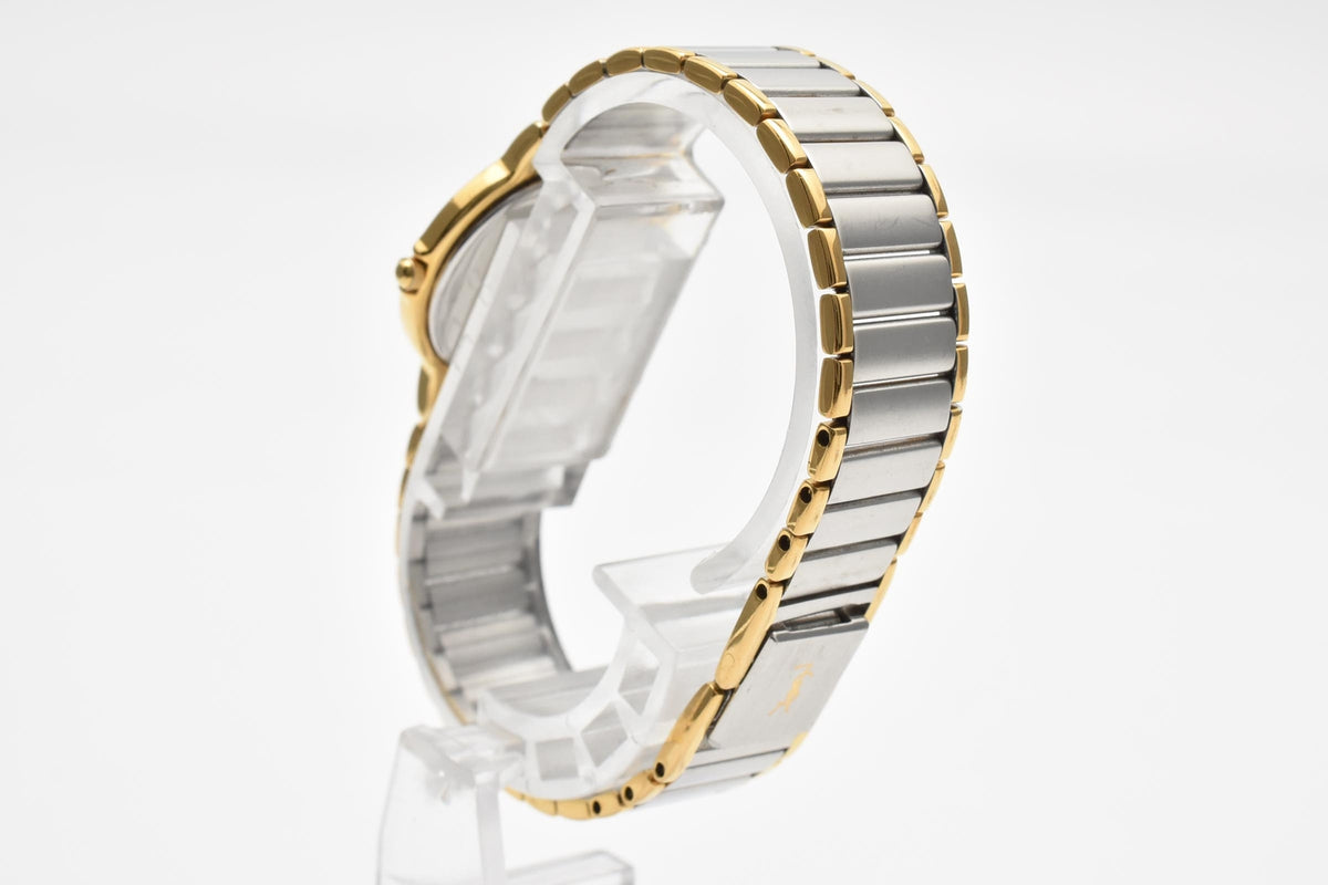 Yves Saint Laurent イヴサンローラン YSLロゴ 90s vintage カサンドラ 2200-228481 レディース クォーツ 腕時計 ゴールド文字盤 ステンレス コンビ ブレスレット 22mm 1990年代 ヴィンテージ ドレスウォッチ