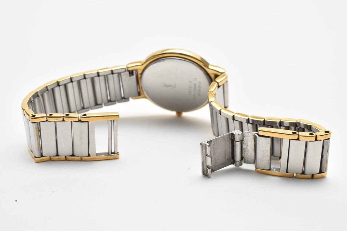 Yves Saint Laurent イヴサンローラン YSLロゴ 90s vintage カサンドラ 2200-228481 レディース クォーツ 腕時計 ゴールド文字盤 ステンレス コンビ ブレスレット 22mm 1990年代 ヴィンテージ ドレスウォッチ