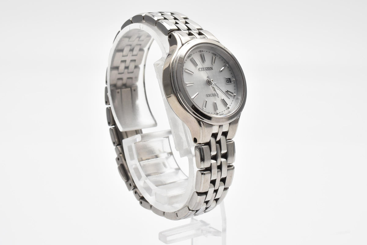 CITIZEN シチズン EXCEED エクシード H010-T014062 レディース ソーラー クォーツ 腕時計 ホワイト文字盤 デイト ステンレス ブレスレット 24mm 2000年代