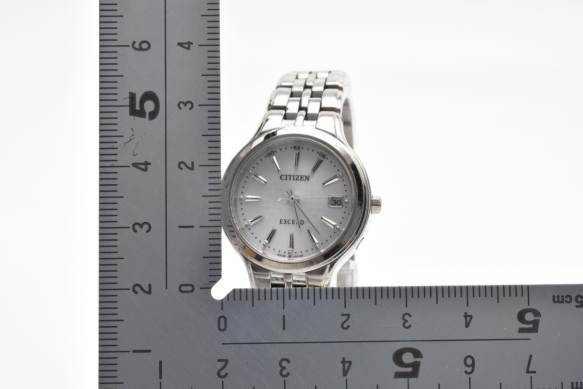CITIZEN シチズン EXCEED エクシード H010-T014062 レディース ソーラー クォーツ 腕時計 ホワイト文字盤 デイト ステンレス ブレスレット 24mm 2000年代