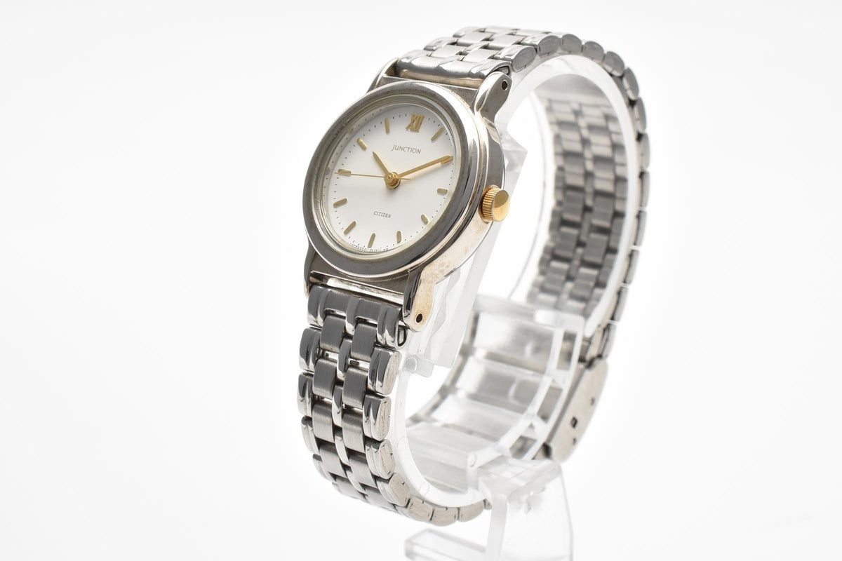 CITIZEN シチズン 6031-343646 KA 90s vintage レディース クォーツ 腕時計 ホワイト文字盤 ゴールド バーインデックス ステンレス コンビ ブレスレット 23mm 1990年代 ヴィンテージ