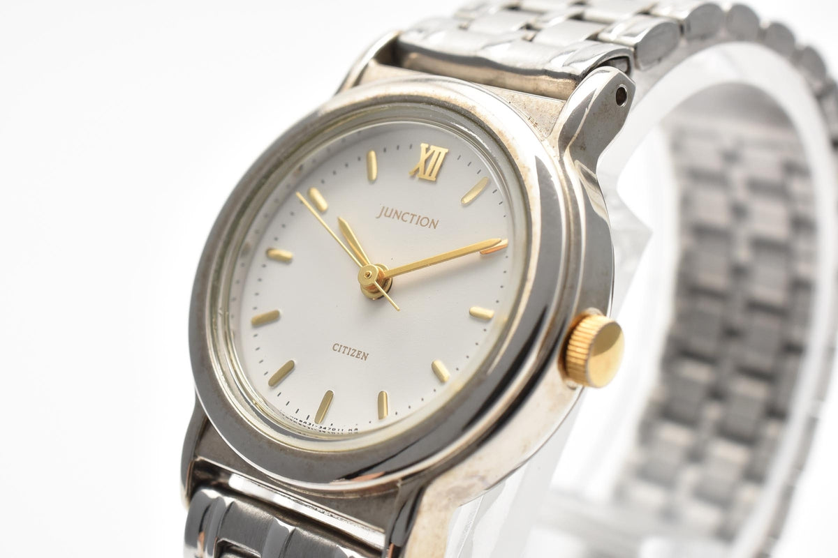 CITIZEN シチズン 6031-343646 KA 90s vintage レディース クォーツ 腕時計 ホワイト文字盤 ゴールド バーインデックス ステンレス コンビ ブレスレット 23mm 1990年代 ヴィンテージ