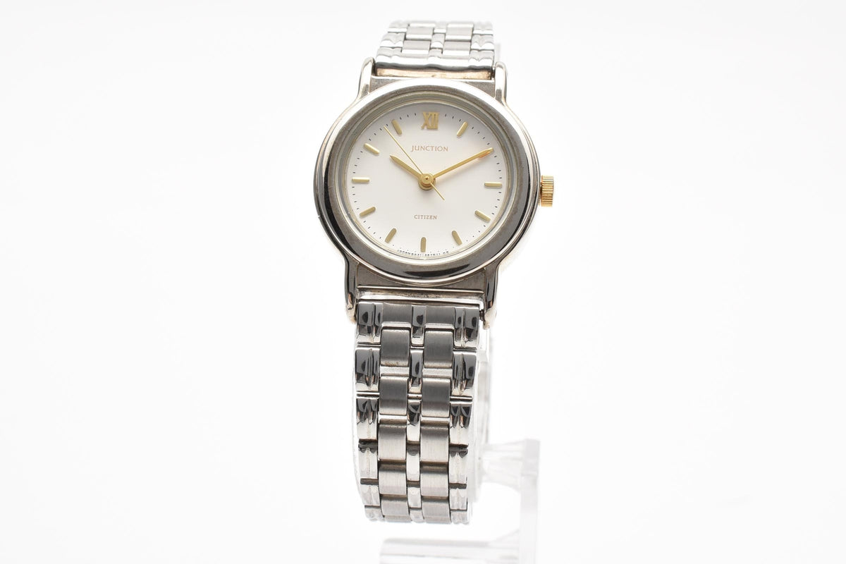 CITIZEN シチズン 6031-343646 KA 90s vintage レディース クォーツ 腕時計 ホワイト文字盤 ゴールド バーインデックス ステンレス コンビ ブレスレット 23mm 1990年代 ヴィンテージ