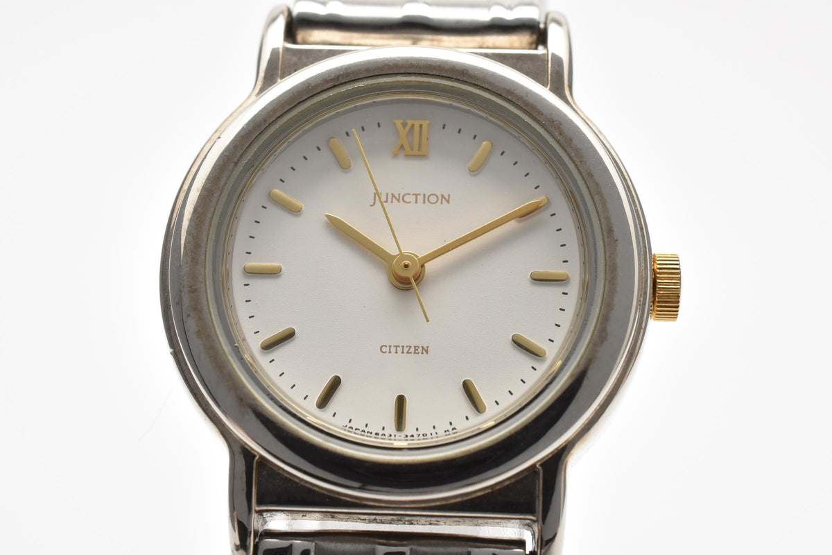 CITIZEN シチズン 6031-343646 KA 90s vintage レディース クォーツ 腕時計 ホワイト文字盤 ゴールド バーインデックス ステンレス コンビ ブレスレット 23mm 1990年代 ヴィンテージ