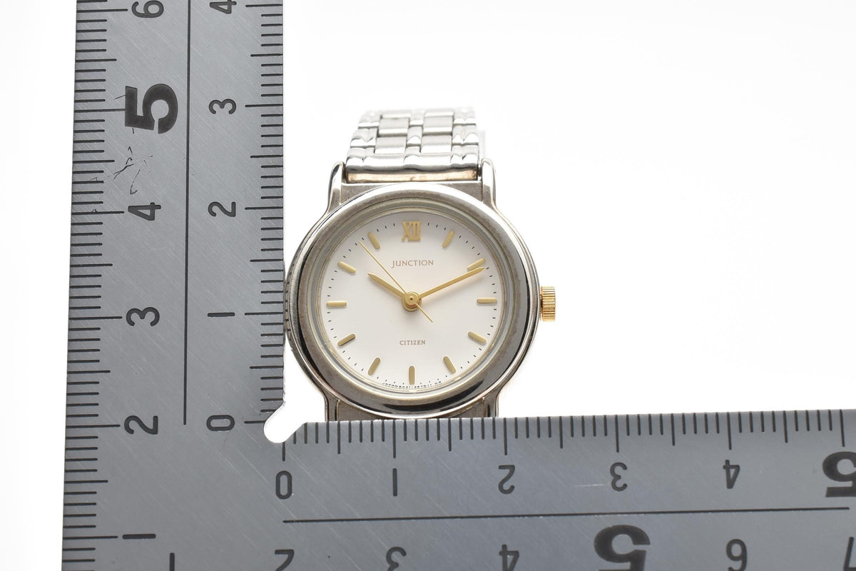 CITIZEN シチズン 6031-343646 KA 90s vintage レディース クォーツ 腕時計 ホワイト文字盤 ゴールド バーインデックス ステンレス コンビ ブレスレット 23mm 1990年代 ヴィンテージ