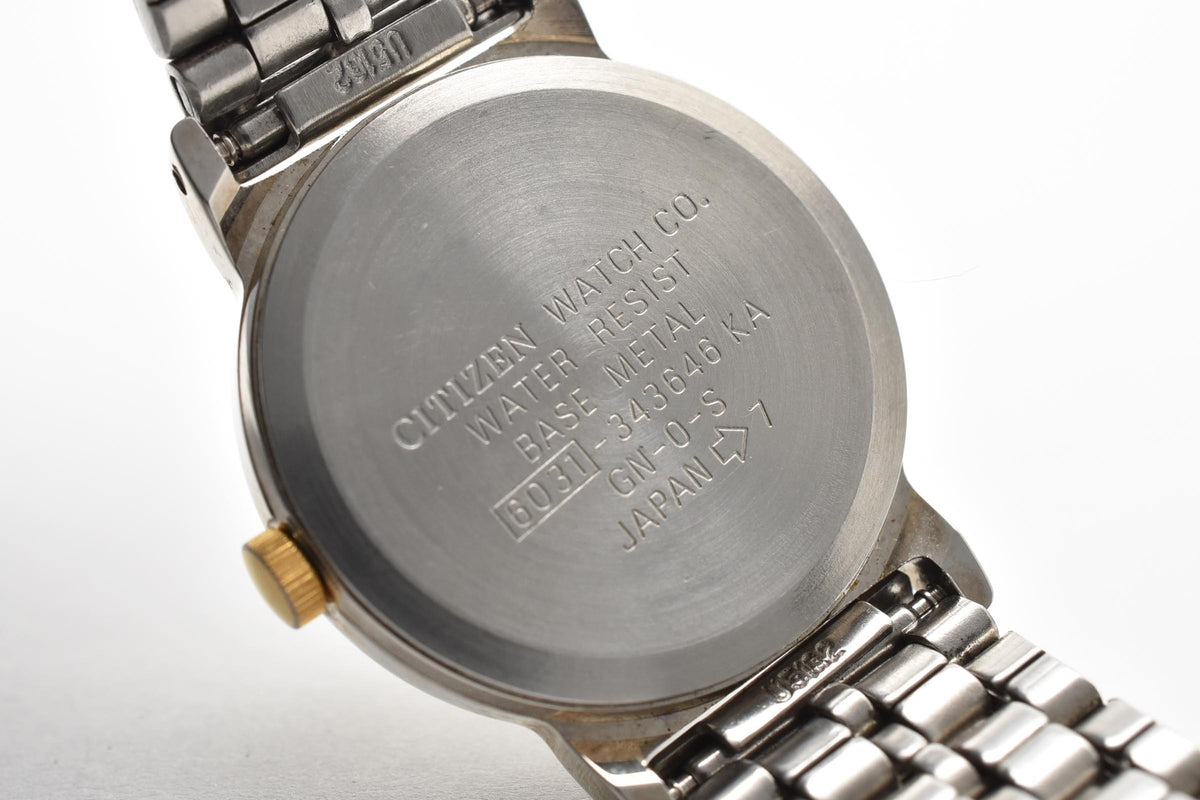 CITIZEN シチズン 6031-343646 KA 90s vintage レディース クォーツ 腕時計 ホワイト文字盤 ゴールド バーインデックス ステンレス コンビ ブレスレット 23mm 1990年代 ヴィンテージ
