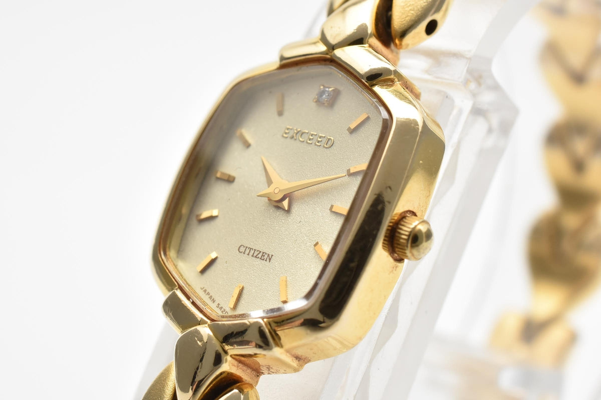 CITIZEN シチズン 5420-H17150 90s vintage レディース クォーツ 腕時計 ゴールド文字盤 ベースメタル ブレスレット 14.5mm 1990年代 ヴィンテージ ドレスウォッチ