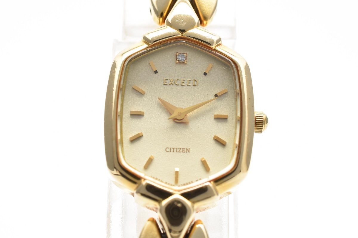 CITIZEN シチズン 5420-H17150 90s vintage レディース クォーツ 腕時計 ゴールド文字盤 ベースメタル ブレスレット 14.5mm 1990年代 ヴィンテージ ドレスウォッチ