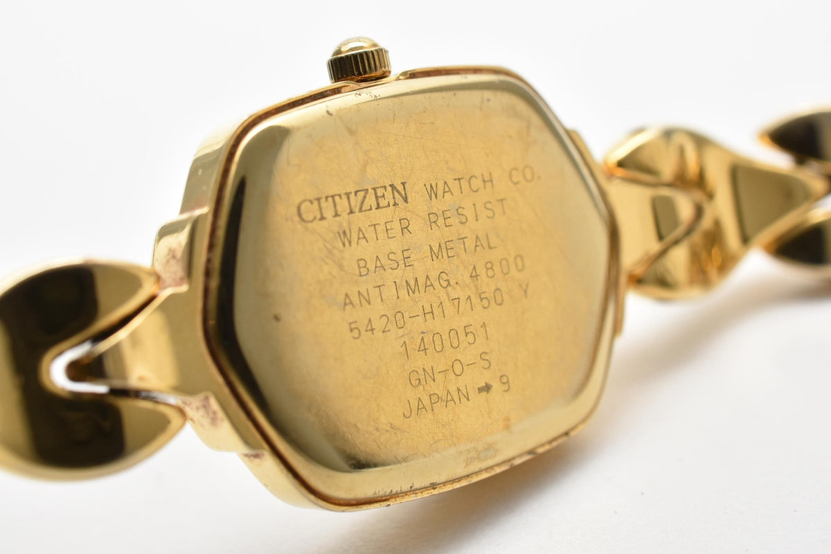 CITIZEN シチズン 5420-H17150 90s vintage レディース クォーツ 腕時計 ゴールド文字盤 ベースメタル ブレスレット 14.5mm 1990年代 ヴィンテージ ドレスウォッチ