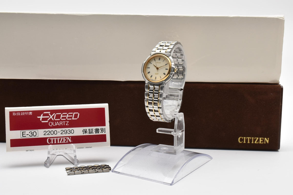 CITIZEN シチズン EXCEED 90s vintage エクシード 2930-294831Y レディース クォーツ 腕時計 クリーム文字盤 SSG ステンレス コンビ ブレスレット 23mm 1990年代 ヴィンテージ 箱付き