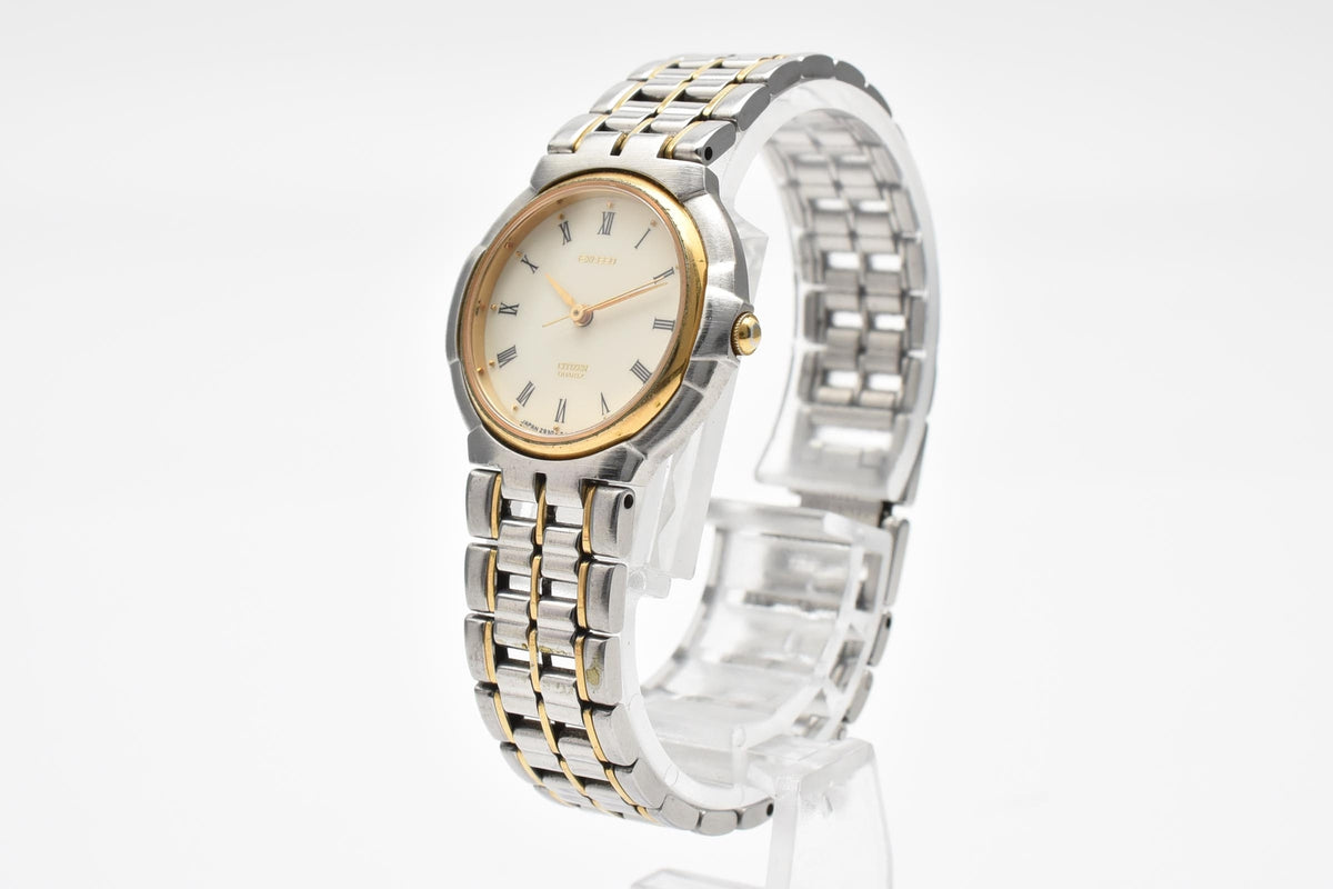 CITIZEN シチズン EXCEED 90s vintage エクシード 2930-294831Y レディース クォーツ 腕時計 クリーム文字盤 SSG ステンレス コンビ ブレスレット 23mm 1990年代 ヴィンテージ 箱付き