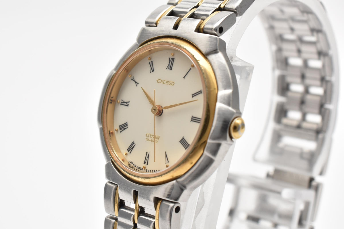 CITIZEN シチズン EXCEED 90s vintage エクシード 2930-294831Y レディース クォーツ 腕時計 クリーム文字盤 SSG ステンレス コンビ ブレスレット 23mm 1990年代 ヴィンテージ 箱付き