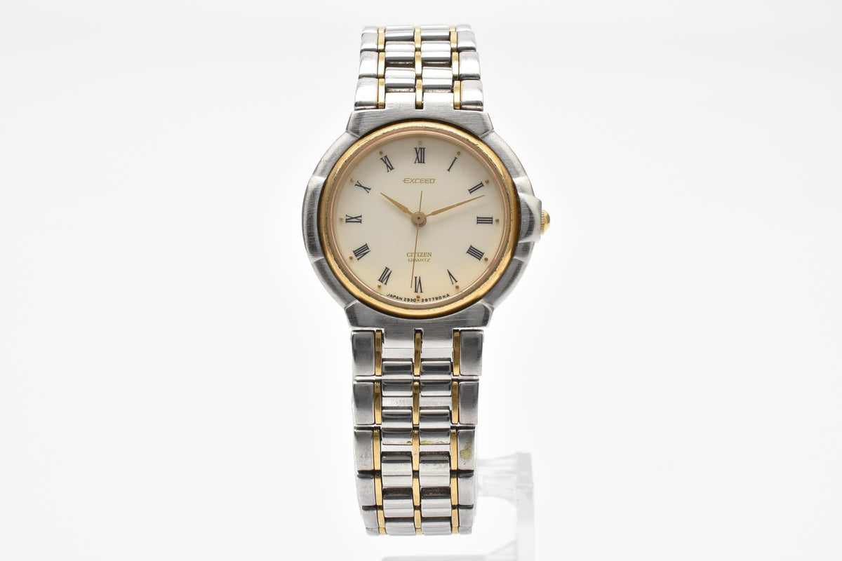 CITIZEN シチズン EXCEED 90s vintage エクシード 2930-294831Y レディース クォーツ 腕時計 クリーム文字盤 SSG ステンレス コンビ ブレスレット 23mm 1990年代 ヴィンテージ 箱付き