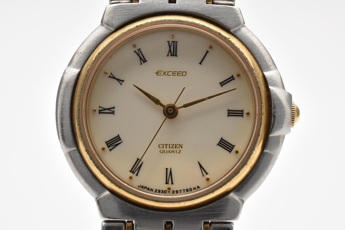 CITIZEN シチズン EXCEED 90s vintage エクシード 2930-294831Y レディース クォーツ 腕時計 クリーム文字盤 SSG ステンレス コンビ ブレスレット 23mm 1990年代 ヴィンテージ 箱付き
