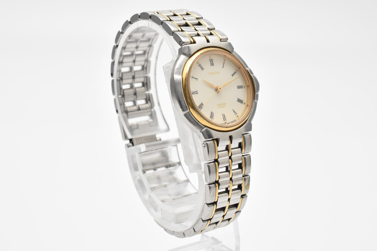 CITIZEN シチズン EXCEED 90s vintage エクシード 2930-294831Y レディース クォーツ 腕時計 クリーム文字盤 SSG ステンレス コンビ ブレスレット 23mm 1990年代 ヴィンテージ 箱付き