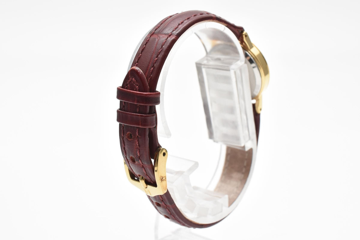 SEIKO セイコー 2C21-D130 レディース クォーツ 腕時計 ゴールド文字盤 ステンレス ラウンドケース ブラウン レザーストラップ 20mm 1980年代 ヴィンテージ