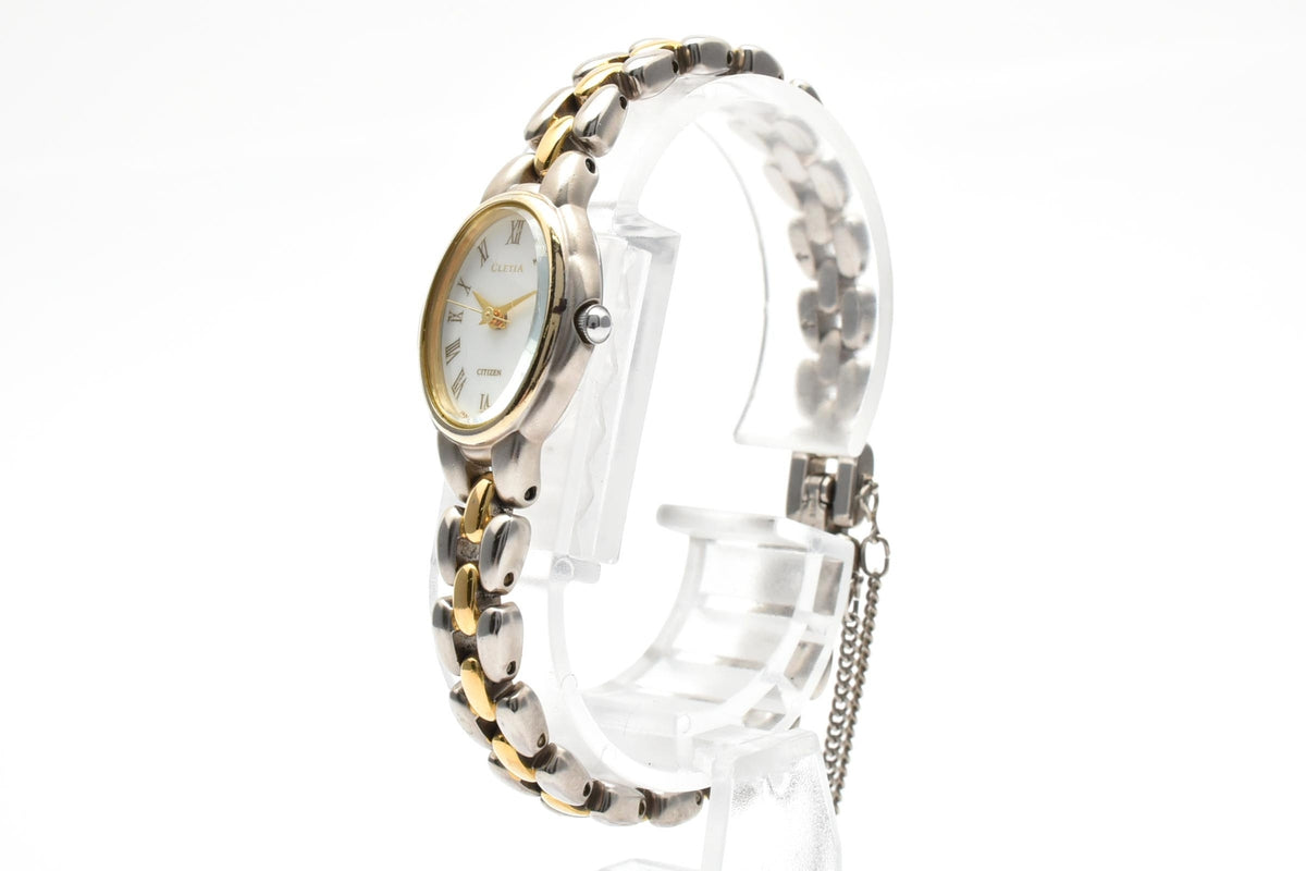 CITIZEN シチズン 5431-H04091 レディース クォーツ 腕時計 ホワイト文字盤 ローマ数字 ゴールド シルバー ツートーン ステンレス ブレスレット 16.7mm 1990年代 ヴィンテージ