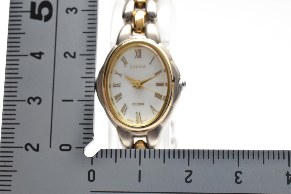 CITIZEN シチズン 5431-H04091 レディース クォーツ 腕時計 ホワイト文字盤 ローマ数字 ゴールド シルバー ツートーン ステンレス ブレスレット 16.7mm 1990年代 ヴィンテージ
