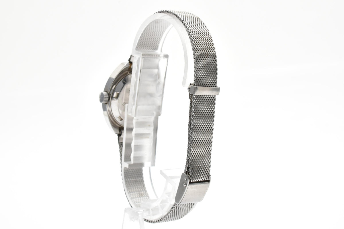 CITIZEN シチズン 4-590907 メンズ 自動巻き 腕時計 グリーン文字盤 アラビア数字 デイト ステンレス メッシュブレスレット 25.5mm 1970年代 ヴィンテージ