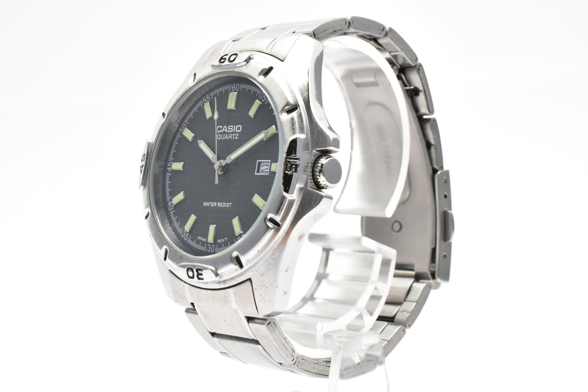 CASIO カシオ Standard スタンダード MTP-1244 メンズ クォーツ 腕時計 ブラック文字盤 デイト ステンレス ブレスレット 39.7mm 2010年代