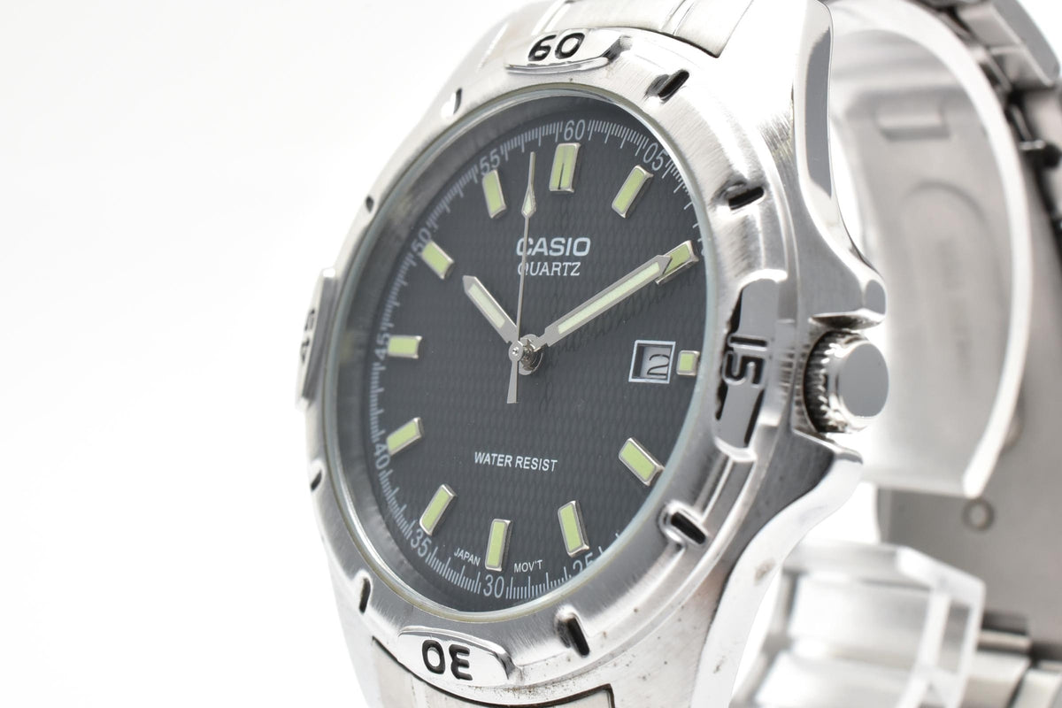 CASIO カシオ Standard スタンダード MTP-1244 メンズ クォーツ 腕時計 ブラック文字盤 デイト ステンレス ブレスレット 39.7mm 2010年代