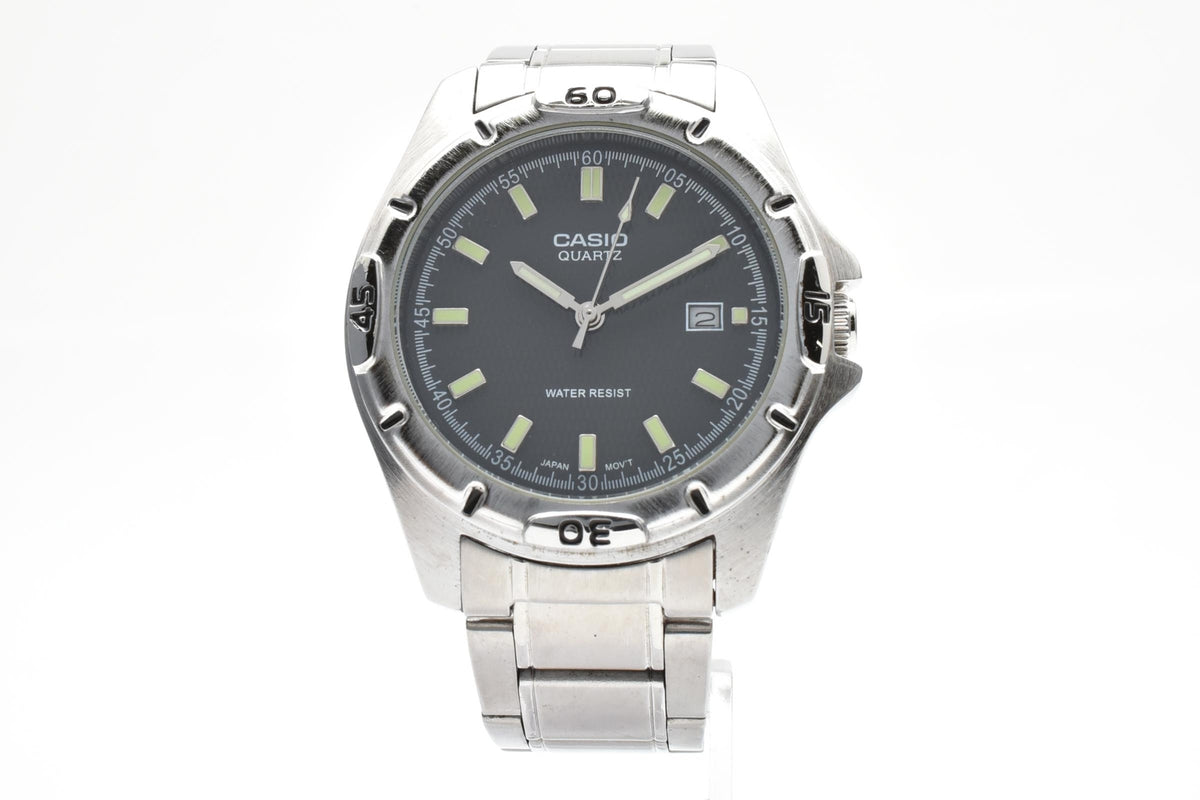 CASIO カシオ Standard スタンダード MTP-1244 メンズ クォーツ 腕時計 ブラック文字盤 デイト ステンレス ブレスレット 39.7mm 2010年代