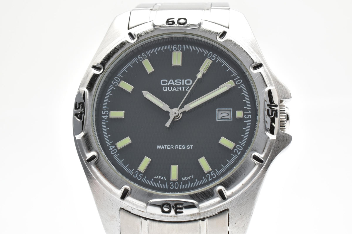 CASIO カシオ Standard スタンダード MTP-1244 メンズ クォーツ 腕時計 ブラック文字盤 デイト ステンレス ブレスレット 39.7mm 2010年代