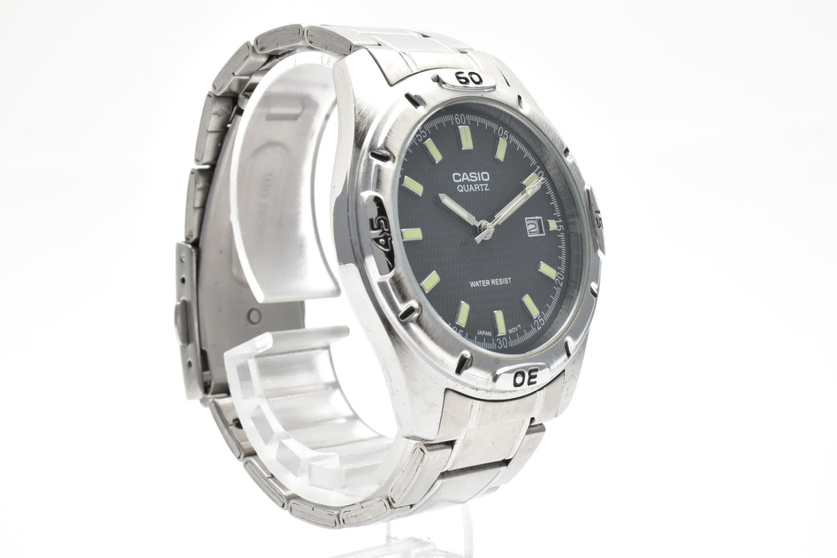 CASIO カシオ Standard スタンダード MTP-1244 メンズ クォーツ 腕時計 ブラック文字盤 デイト ステンレス ブレスレット 39.7mm 2010年代