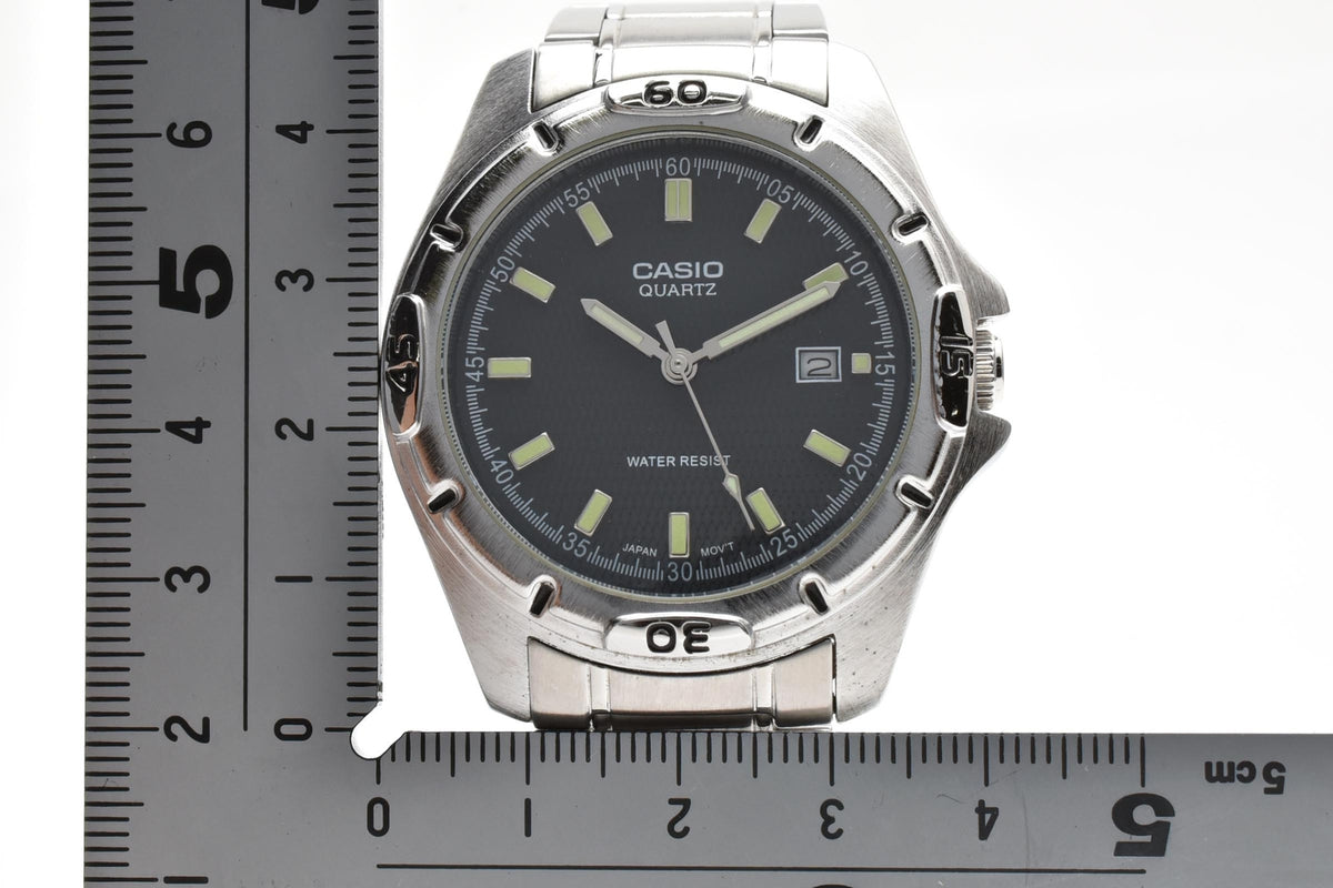 CASIO カシオ Standard スタンダード MTP-1244 メンズ クォーツ 腕時計 ブラック文字盤 デイト ステンレス ブレスレット 39.7mm 2010年代
