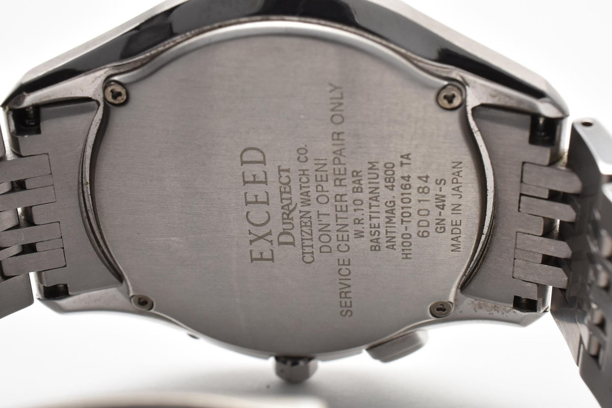 CITIZEN シチズン EXCEED エクシード Y2K 00s H100-T010164 TA メンズ エコドライブ 電波 ソーラー 腕時計 ブラック文字盤 デイデイト チタン 36.6mm 2000年代 箱付き