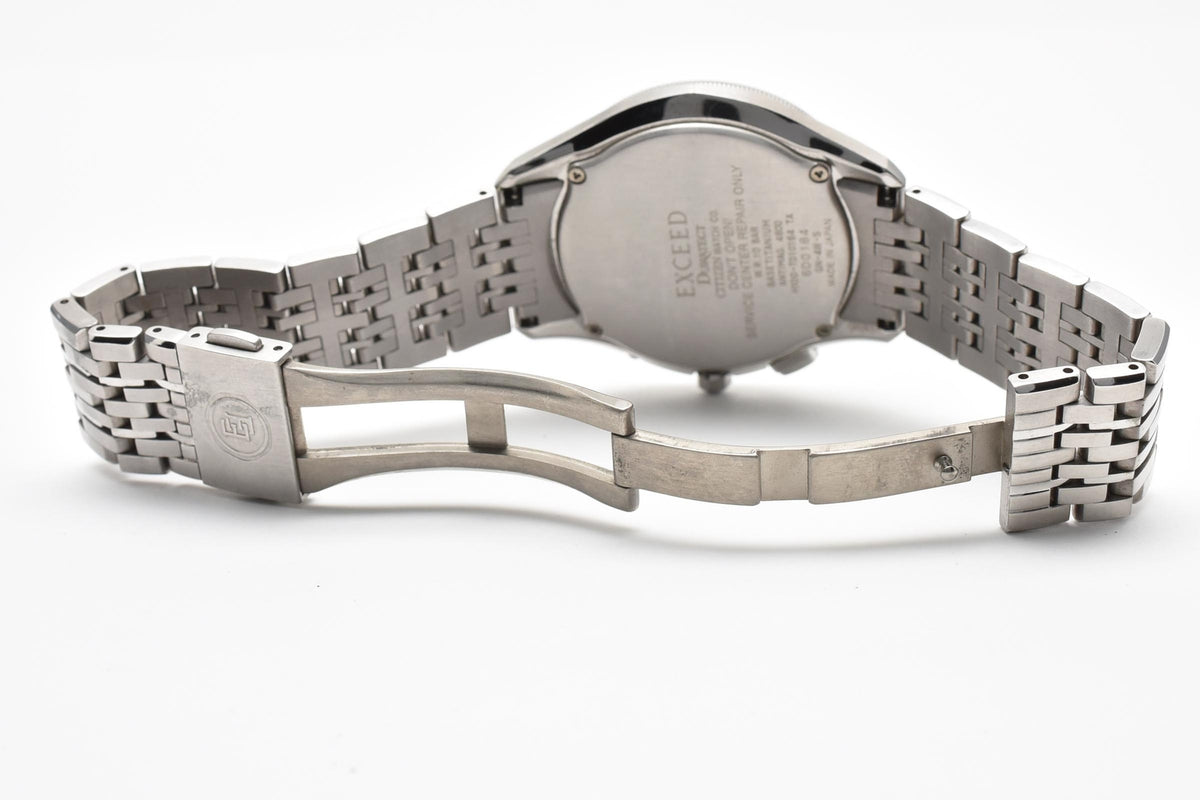 CITIZEN シチズン EXCEED エクシード Y2K 00s H100-T010164 TA メンズ エコドライブ 電波 ソーラー 腕時計 ブラック文字盤 デイデイト チタン 36.6mm 2000年代 箱付き