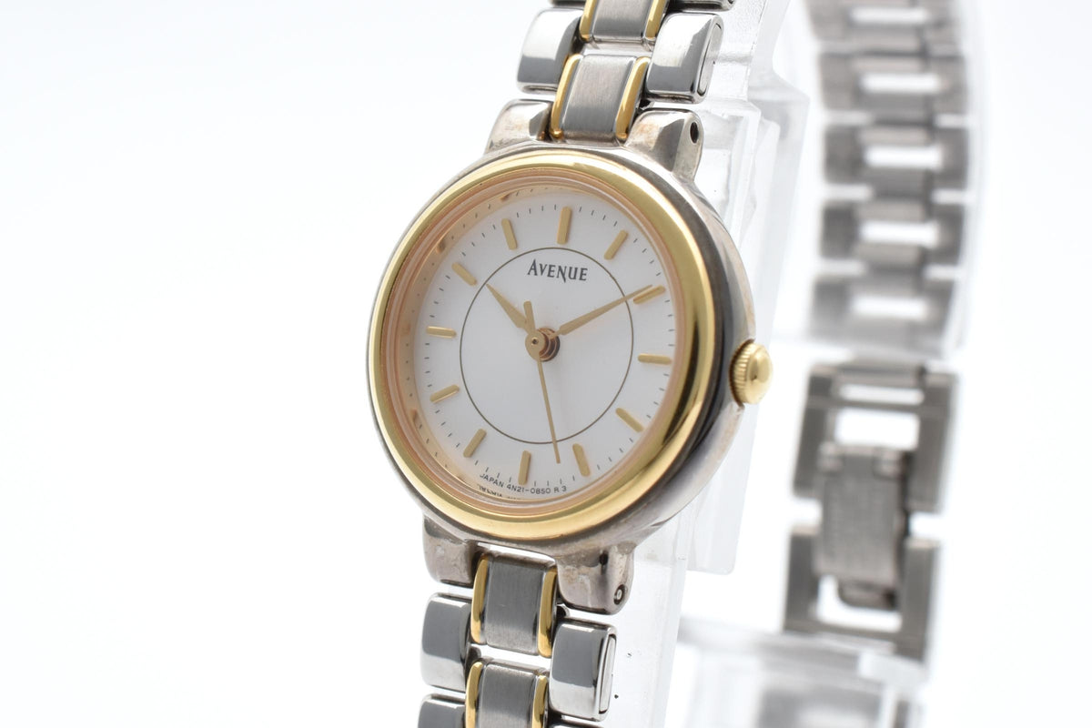SEIKO セイコー Avenue アベニュー 4N21-0410 レディース クォーツ 腕時計 ホワイト文字盤 ゴールド シルバー ツートーン ステンレス ブレスレット 20.5mm 1990年代