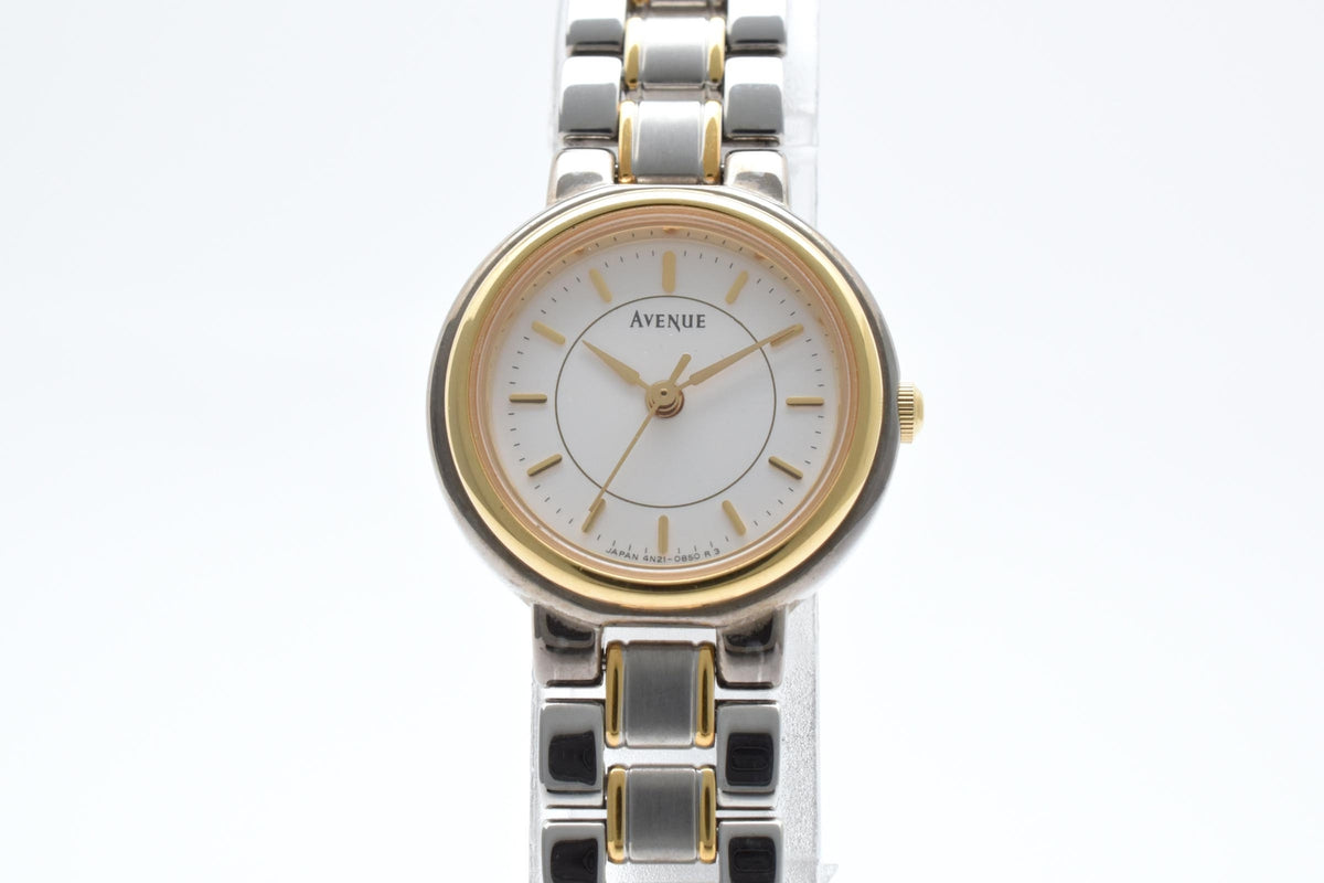 SEIKO セイコー Avenue アベニュー 4N21-0410 レディース クォーツ 腕時計 ホワイト文字盤 ゴールド シルバー ツートーン ステンレス ブレスレット 20.5mm 1990年代