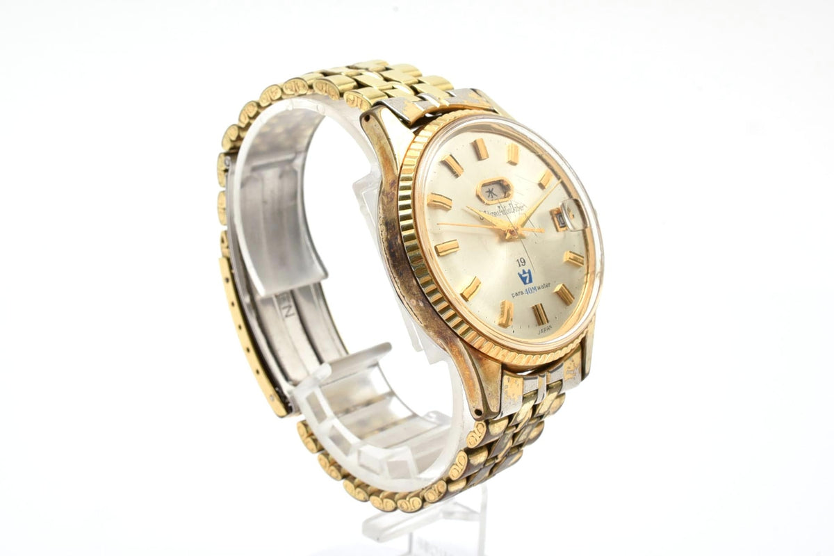 美品 CITIZEN シチズン オートデーター 1402a-T 自動巻き デイト シルバー文字盤 ゴールドカラー ステンレス パラウォーター ヴィンテージ 1960年代 メンズ 腕時計 稼働品