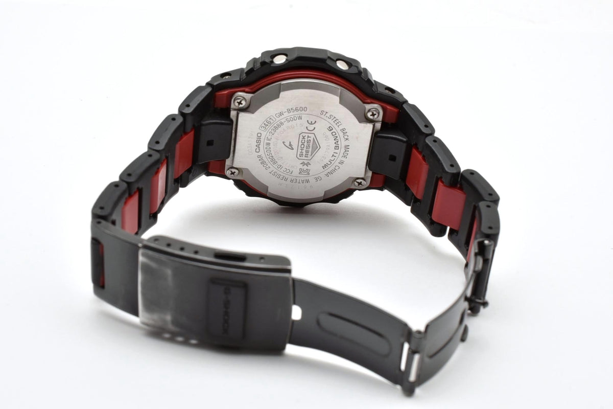 美品 CASIO カシオ G-SHOCK Gショック GW-B5600 Bluetooth タフソーラー 電波 マルチバンド6 コンポジットバンド ブラック レッド スクエア メンズ 腕時計 稼働品