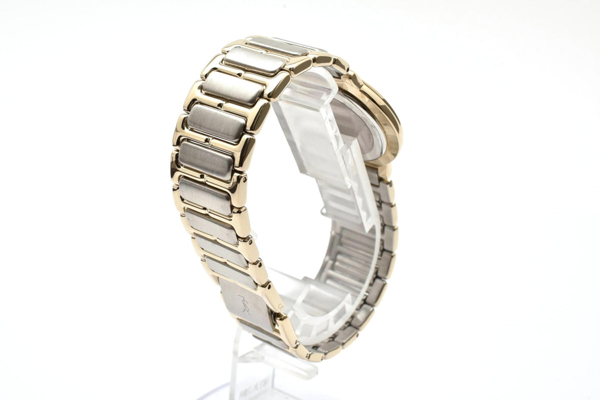 美品 Yves Saint Laurent イヴサンローラン YSL 4620-E60957Y クォーツ ブラック文字盤 ゴールド コンビ ツートン ロゴ 箱付き メンズ レディース 腕時計 稼働品