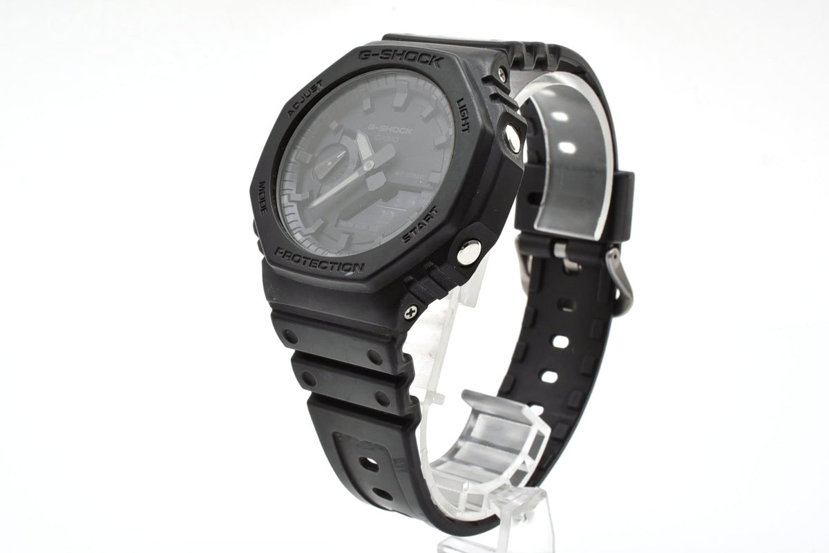 美品 CASIO カシオ G-SHOCK Gショック GA-2100 カーボンコアガード オクタゴン 八角形 アナデジ オールブラック 黒 メンズ 腕時計 稼働品
