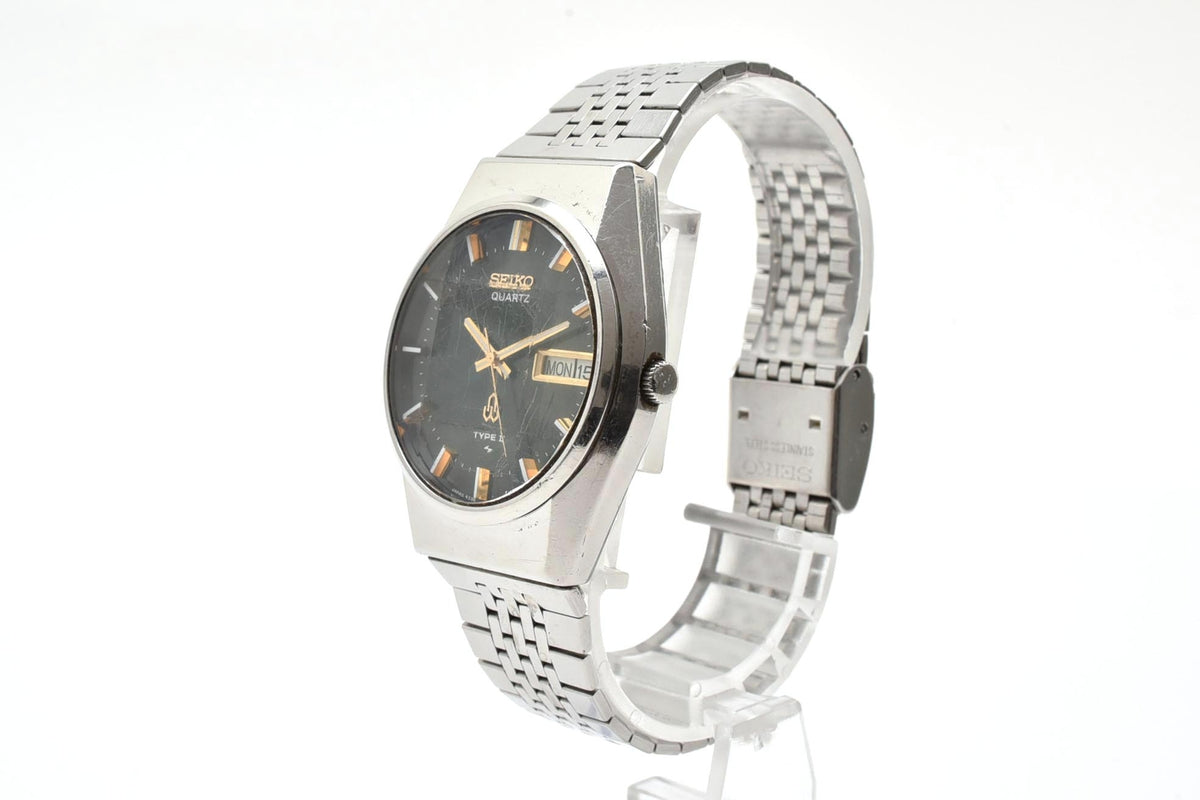 良品 SEIKO セイコー タイプII TYPE II 4336-8060 クォーツ デイデイト ダークグリーン文字盤 ステンレス ヴィンテージ 1970年代 メンズ 腕時計 稼働品